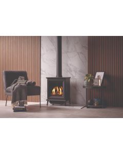 Gazco Sheraton 5  Mat Black Log effect Conventional flue